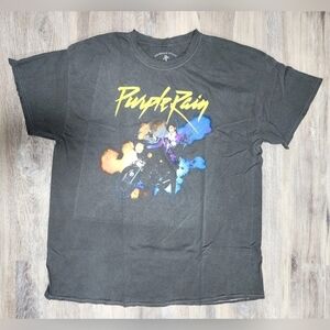 Prince Purple Rain Distressed Gray Tee Large - New Without Tags